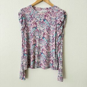 Maison D' Amelie Women's Size Small Pink Blue Paisley Super Soft Long Sleeve Top